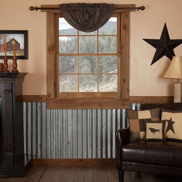 Kettle Grove Plaid Balloon Valance Curtain Country Black, Khaki VHC Brands - The Fox Decor
